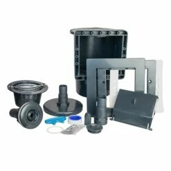 GRE Stahlwandpool Set (5-teilig) Hoch Rund Classic 450 X 120 Cm, Stahl 0,45mm Anthrazit Folie 0,3mm Blau -Deutschland Schwimmbad Verkaufs-Shop 2500699 Einbau Skimmer Anthrazit 01 2