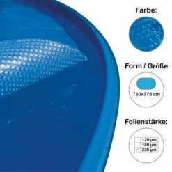 Solarplane, Solarfolie Für Pool Oval 730x375 Cm, 230 µm