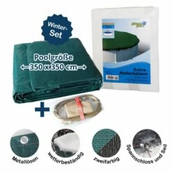 Abdeckplane Für 350cm Rund Pools Und Schwimmbecken - 94 G/m² Stark Winterschutz Und Ganzjahresabdeckung