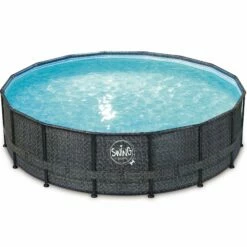 PolyGroup Elite Frame Pool Rund - Rattan Dunkel Grau 488 X 122 Cm Solo