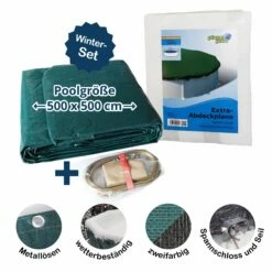SUMMER FUN Abdeckplane Für 500cm Rund Pools Und Schwimmbecken - 160 G/m² Stark Extra Winterschutz Und Ganzjahresabdeckung