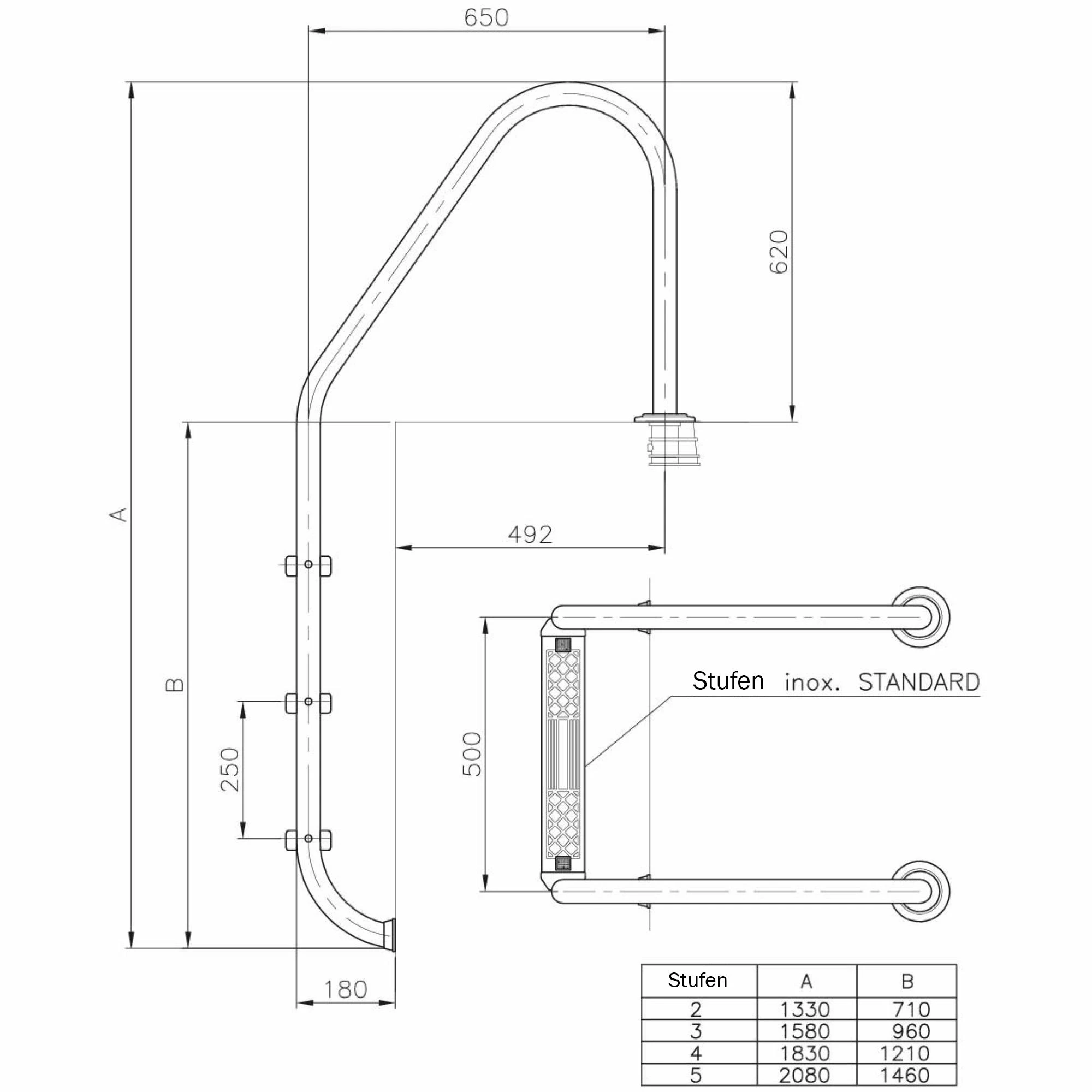 SUMMER FUN Poolleiter Edelstahl Für Tiefbecken Mit 150 Cm Höhe 2 SUMMER FUN Poolleiter Edelstahl Für Tiefbecken Mit 150 Cm Höhe – Bild 2
