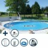 Stahlwandpool Set Rund Brasilia 300x120 Cm, Stahl 0,6 Mm Weiß, Folie 0,6 Mm Blau, Einhängebiese