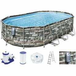 Bestway Power Steel Comfort Jet Series Frame Pool, Komplettset, Oval, 610 X 366 X 122 Cm (56719GS)