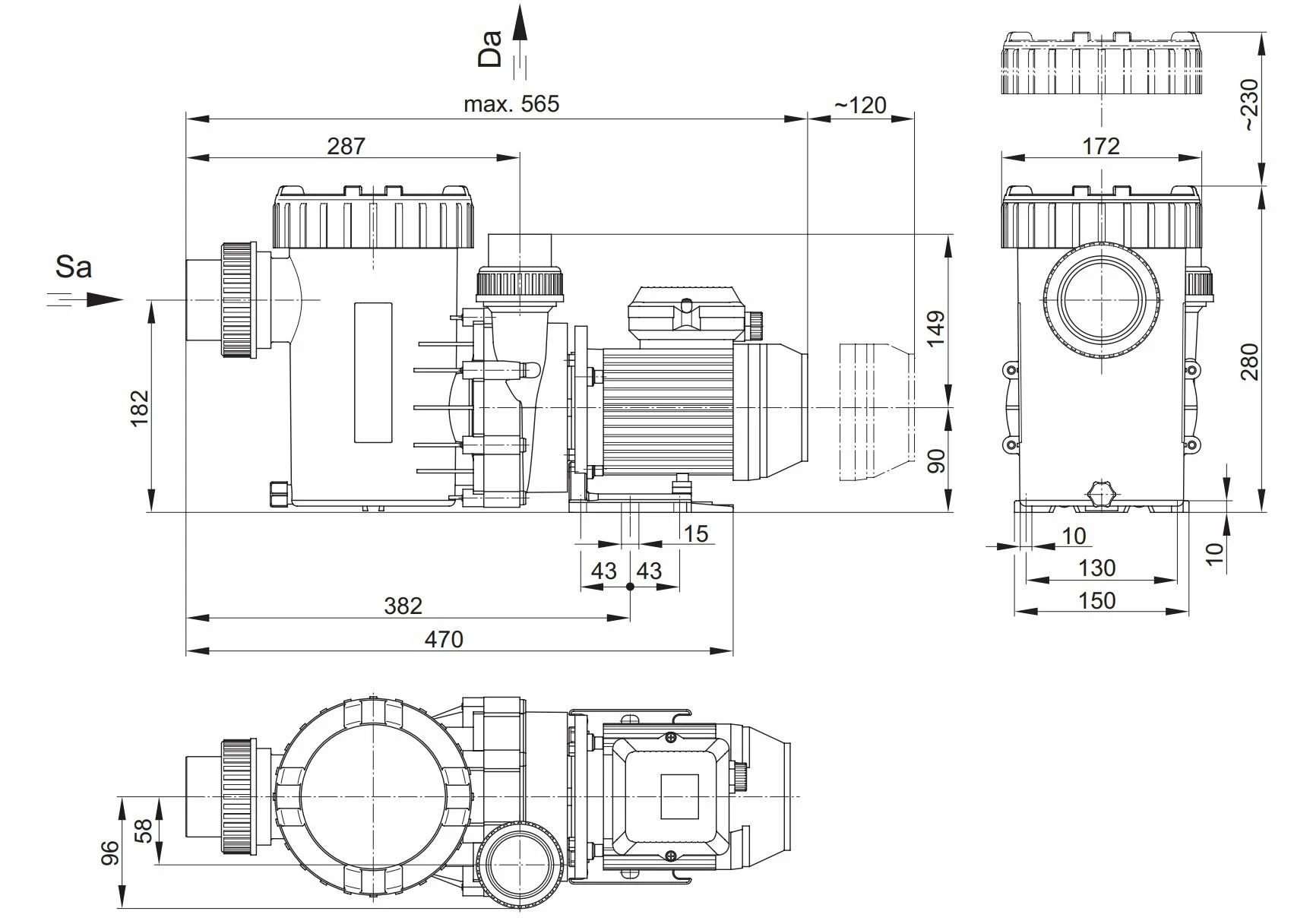Aqua Technix Filterpumpe AQUA MAXI 10, 10m³/h, 230 V 2 Aqua Technix Filterpumpe AQUA MAXI 10, 10m³/h, 230 V – Bild 2