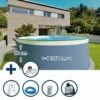 Waterman Stahlwandpool Set (6-teilig) Hoch Rund 350 X 90 Cm, Stahl 0,3 Mm Anthrazit Folie 0,2 Mm Sand