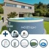 Waterman Stahlwandpool Set (8-teilig) Hoch Rund 450 X 90 Cm, Stahl 0,3 Mm Anthrazit Folie 0,2 Mm Sand