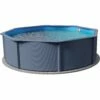Stahlwandpool Rund Classic 450x120 Cm, Stahl 0,4 Mm Anthrazit, Folie 0,3 Mm Blau, Overlap