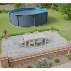 Stahlwandpool Rund Classic 450x120 Cm, Stahl 0,4 Mm Anthrazit, Folie 0,3 Mm Blau, Overlap -Deutschland Schwimmbad Verkaufs-Shop Planet Pool Stahlwandpool Classic anthrazit blau MS 03 3