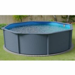 Stahlwandpool Rund Classic 350x120 Cm, Stahl 0,4 Mm Anthrazit, Folie 0,3 Mm Blau, Overlap -Deutschland Schwimmbad Verkaufs-Shop Planet Pool Stahlwandpool Classic anthrazit blau MS 04