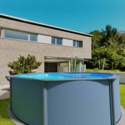 Stahlwandpool Rund Classic 350x120 Cm, Stahl 0,4 Mm Anthrazit, Folie 0,3 Mm Blau, Overlap -Deutschland Schwimmbad Verkaufs-Shop Planet Pool Stahlwandpool Classic anthrazit blau MS 05 2