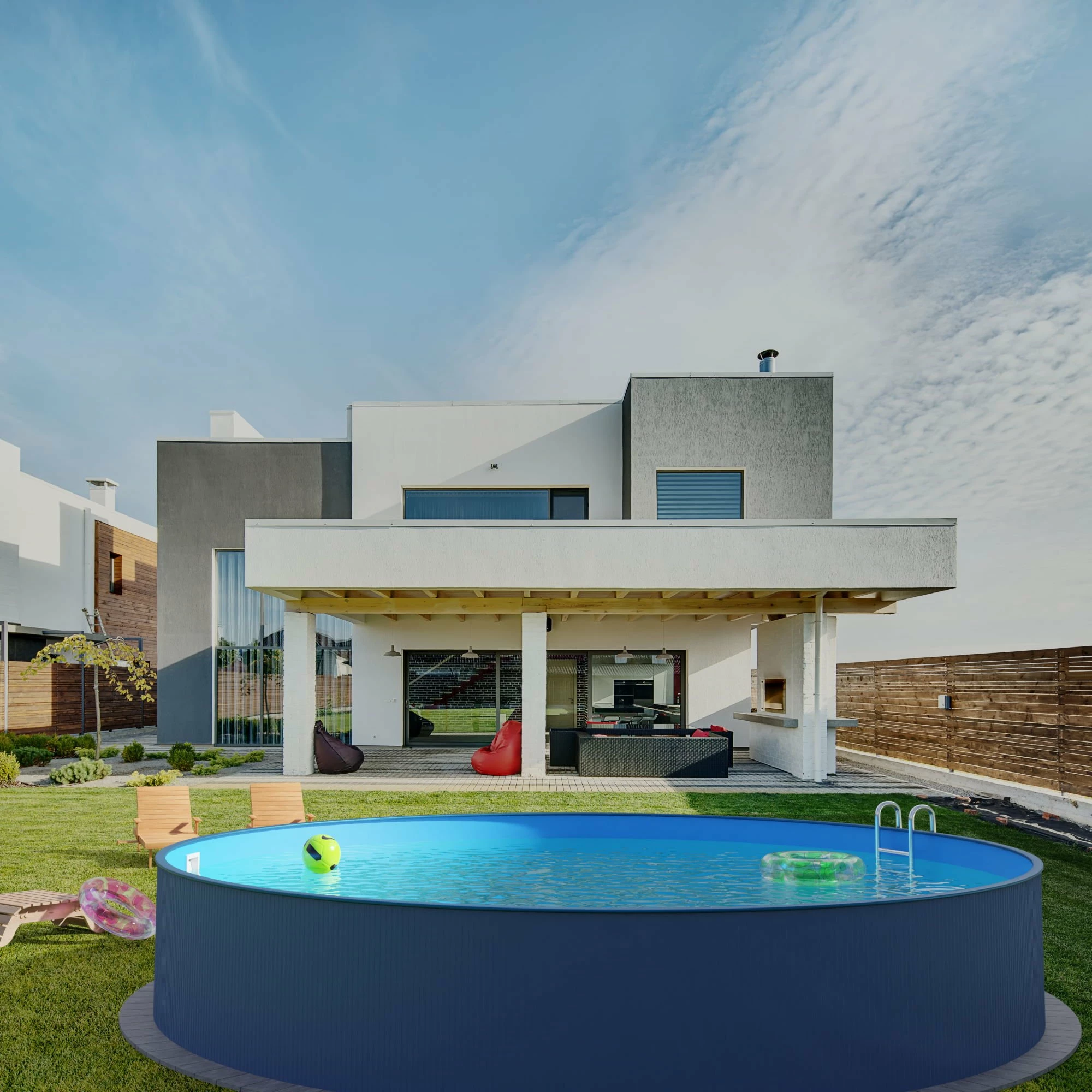 SUMMER FUN Stahlwandpool Rund 450x120cm, Stahl 0,4mm Anthrazit, Folie 0,4mm Blau, Einhängebiese 3 SUMMER FUN Stahlwandpool Rund 450x120cm, Stahl 0,4mm Anthrazit, Folie 0,4mm Blau, Einhängebiese – Bild 3