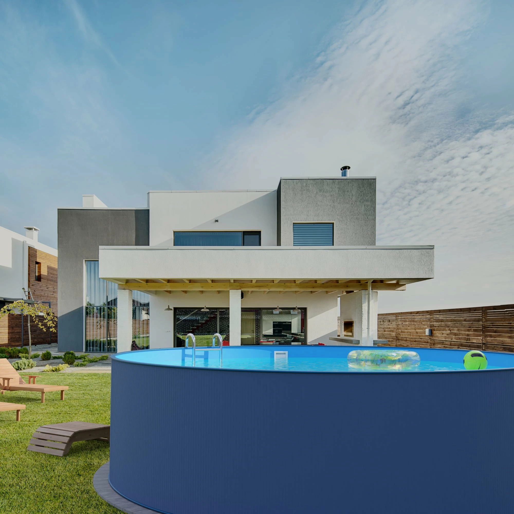 Stahlwandpool Rund 400x120 Cm, Stahl 0,4 Mm Anthrazit, Folie 0,4 Mm Blau, Einhängebiese 4 Stahlwandpool Rund 400x120 Cm, Stahl 0,4 Mm Anthrazit, Folie 0,4 Mm Blau, Einhängebiese – Bild 4