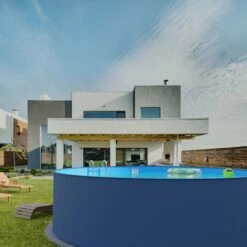 Waterman Stahlwandpool Set (7-teilig) Hoch Rund 350 X 120 Cm, Stahl 0,4 Mm Anthrazit Folie 0,4 Mm Blau -Deutschland Schwimmbad Verkaufs-Shop Planet Pool Stahlwandpool anthrazit blau MS 04