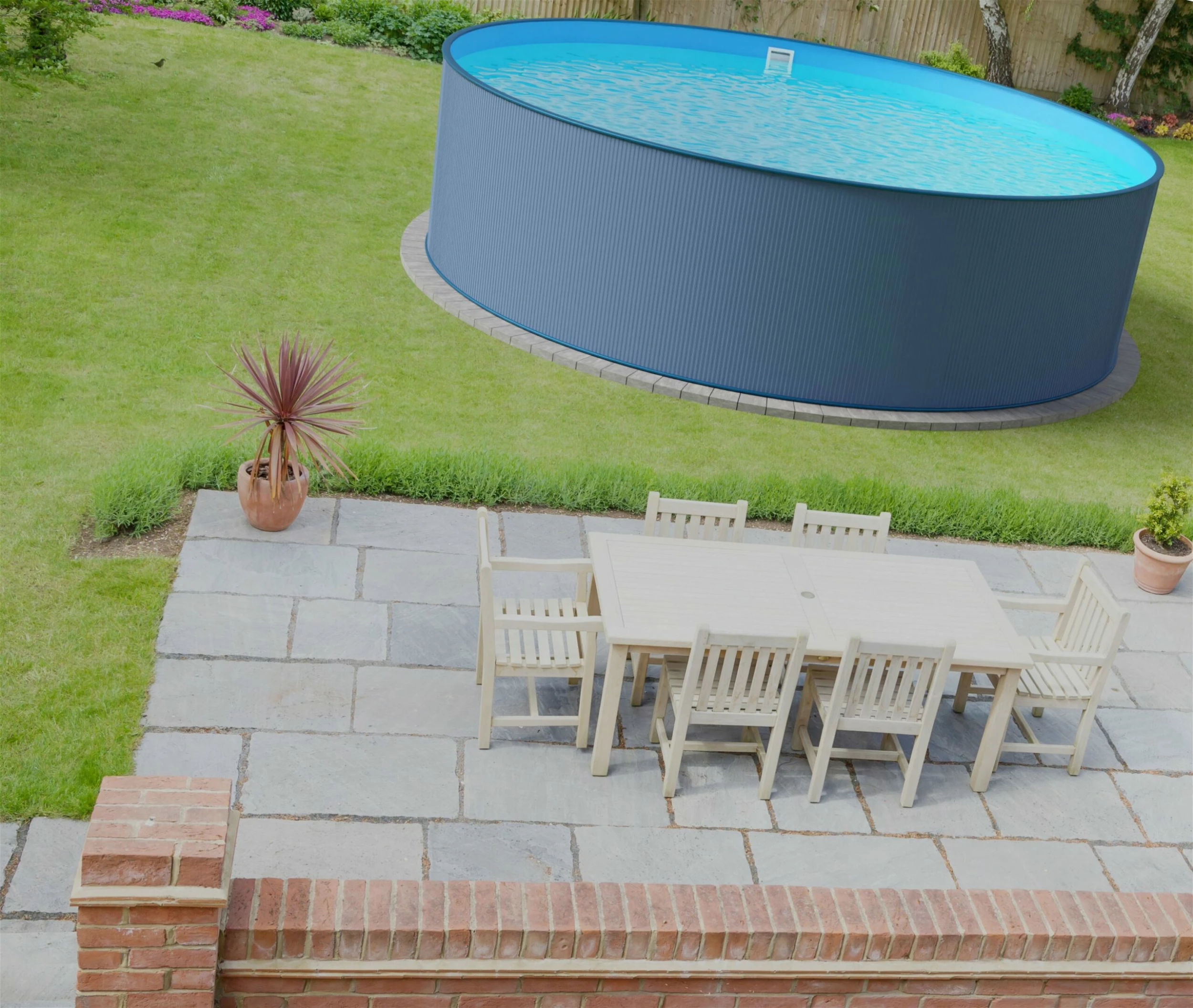 Stahlwandpool Rund 400x120 Cm, Stahl 0,4 Mm Anthrazit, Folie 0,4 Mm Blau, Einhängebiese 5 Stahlwandpool Rund 400x120 Cm, Stahl 0,4 Mm Anthrazit, Folie 0,4 Mm Blau, Einhängebiese – Bild 5