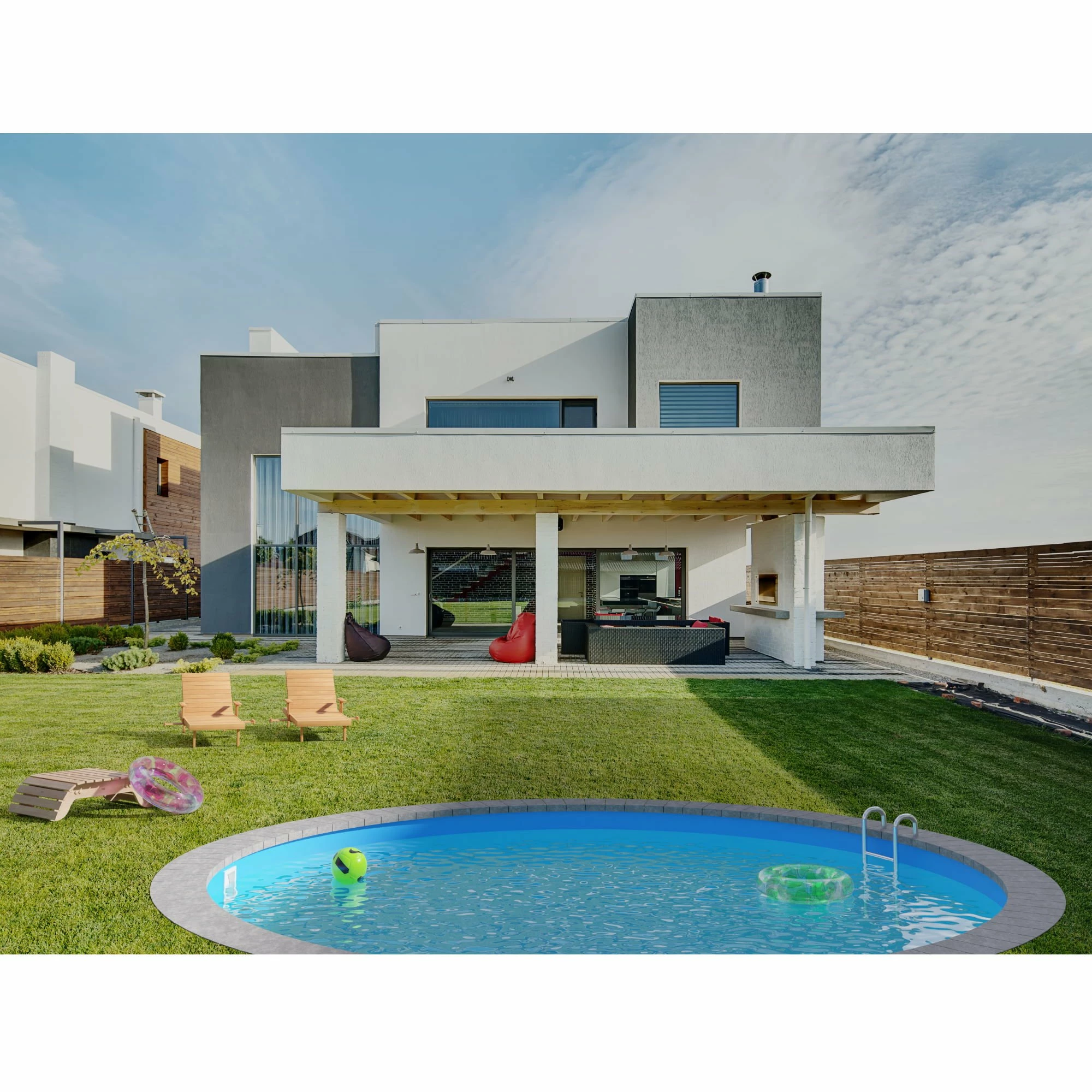 SUMMER FUN Stahlwandpool Rund 450x120cm, Stahl 0,4mm Anthrazit, Folie 0,4mm Blau, Einhängebiese 6 SUMMER FUN Stahlwandpool Rund 450x120cm, Stahl 0,4mm Anthrazit, Folie 0,4mm Blau, Einhängebiese – Bild 6