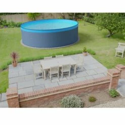 Waterman Stahlwandpool Set (5-teilig) Rund 450x120 Cm, Stahl 0,4 Mm Anthrazit, Folie 0,3 Mm Blau, Overlap -Deutschland Schwimmbad Verkaufs-Shop Planet Pool Stahlwandpool anthrazit blau overlap OS 03 4