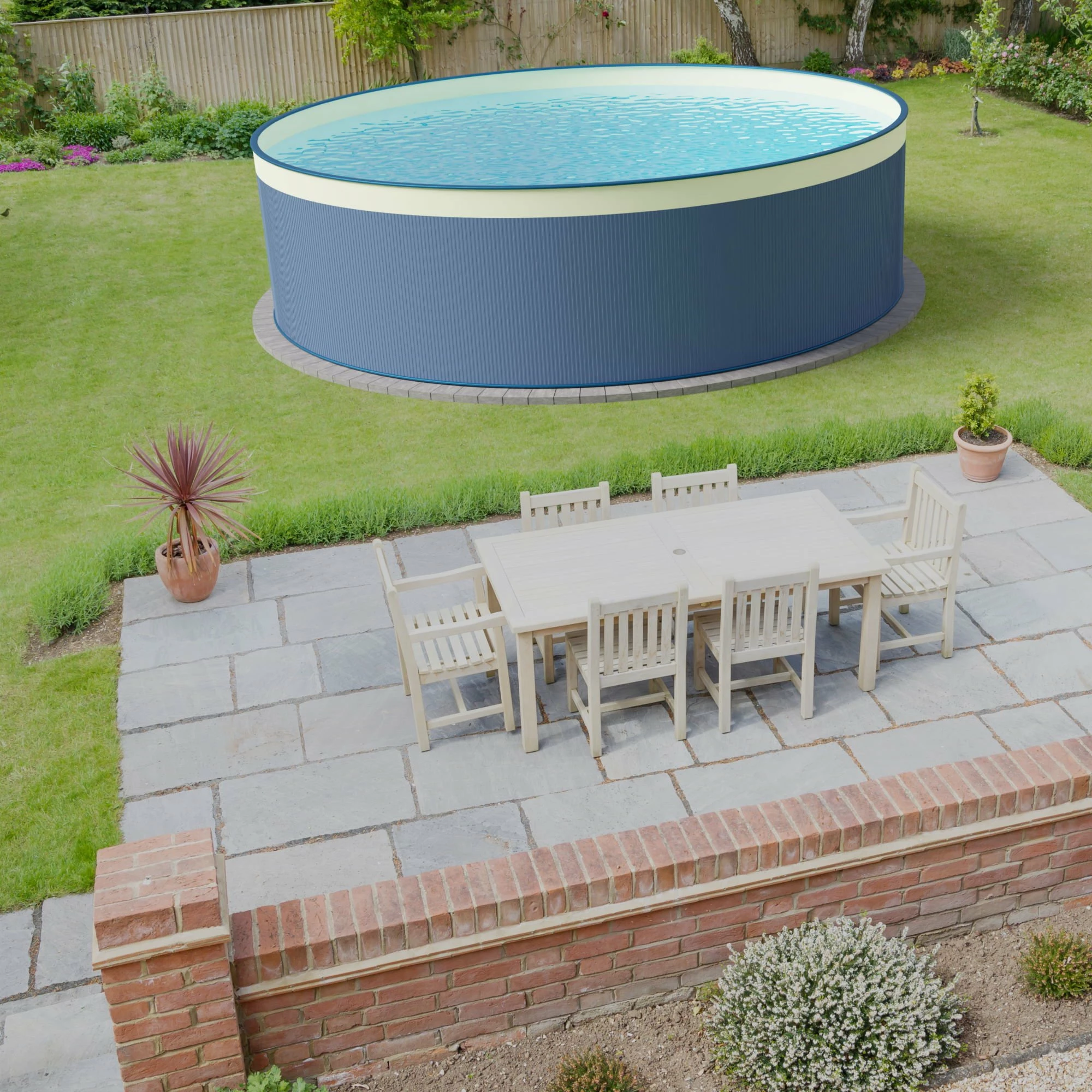 Stahlwandpool Set (6-teilig) Rund 450x90 Cm, Stahl 0,3 Mm Anthrazit, Folie 0,2 Mm Sand, Overlap 2 Stahlwandpool Set (6-teilig) Rund 450x90 Cm, Stahl 0,3 Mm Anthrazit, Folie 0,2 Mm Sand, Overlap – Bild 2