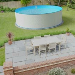 Stahlwandpool Rund 450x120cm, Stahl 0,4mm Weiß, Folie 0,4mm Blau, Einhängebiese 18 Stahlwandpool Rund 450x120cm, Stahl 0,4mm Weiß, Folie 0,4mm Blau, Einhängebiese -Deutschland Schwimmbad Verkaufs-Shop Planet Pool Stahlwandpool weiss blau MS 07 4