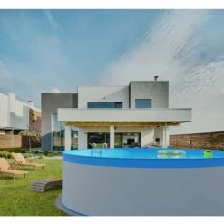 Stahlwandpool Rund 450x90cm, Stahl 0,3mm Weiß, Folie 0,2mm Blau, Overlap -Deutschland Schwimmbad Verkaufs-Shop Planet Pool Stahlwandpool weiss blau overlap OS 05