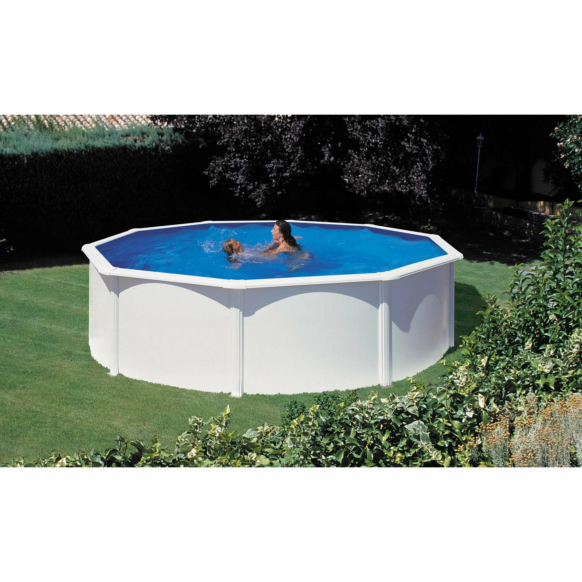 GRE Stahlwandpool Rund 550x132cm, Stahl 0,45mm Weiß, Folie 0,4mm Blau, Overlap 1 GRE Stahlwandpool Rund 550x132cm, Stahl 0,45mm Weiß, Folie 0,4mm Blau, Overlap