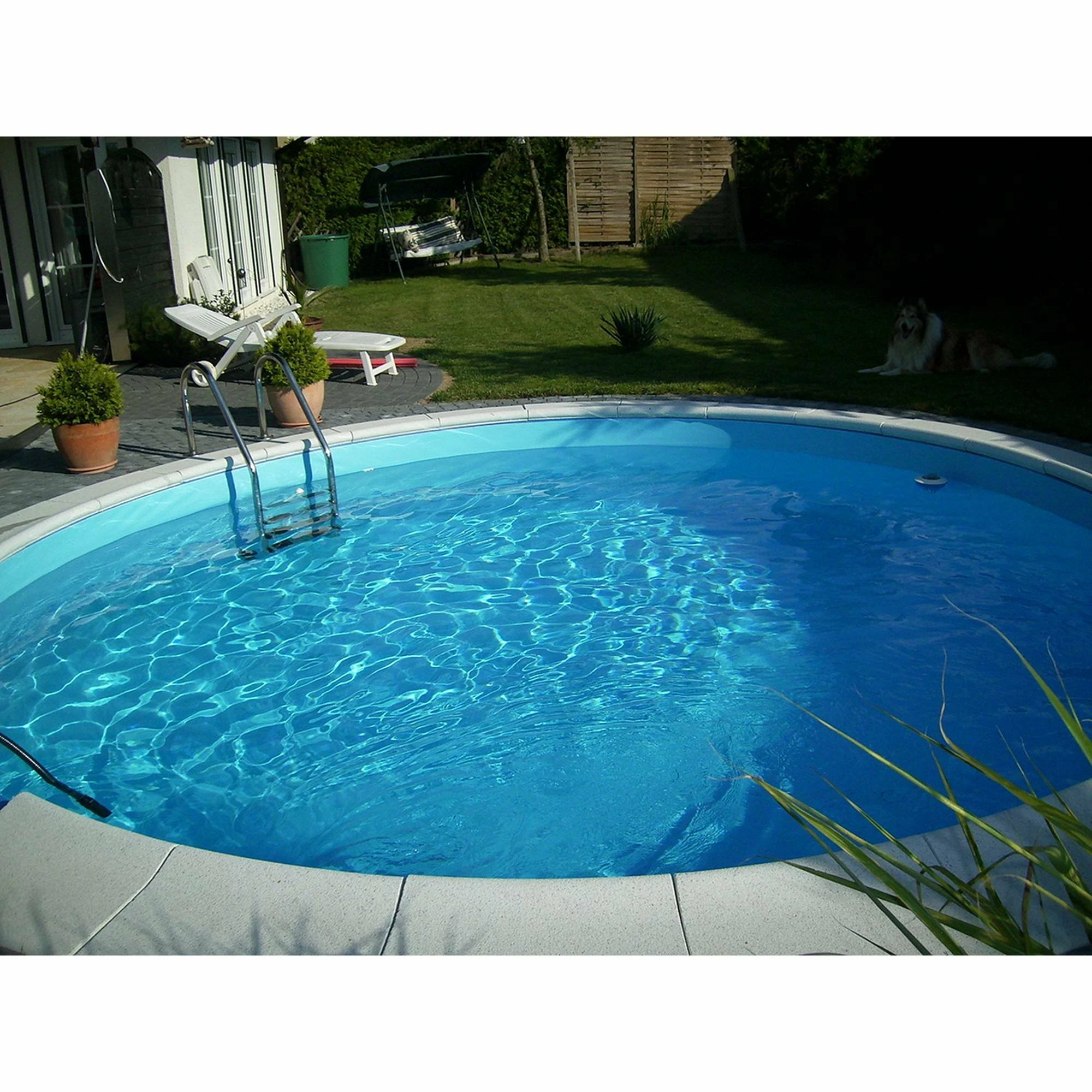 Stahlwandpool Set Rund Brasilia 300x120 Cm, Stahl 0,6 Mm Weiß, Folie 0,6 Mm Blau, Einhängebiese 6 Stahlwandpool Set Rund Brasilia 300x120 Cm, Stahl 0,6 Mm Weiß, Folie 0,6 Mm Blau, Einhängebiese – Bild 6