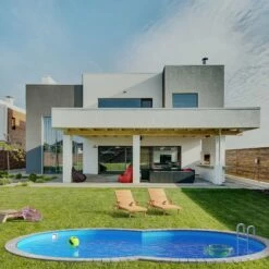 Stahlwandpool Achtform 650x420x120 Cm, Stahl 0,4 Mm Anthrazit, Folie 0,4 Mm Blau, Einhängebiese -Deutschland Schwimmbad Verkaufs-Shop S81068MSVS S81069MSVS S81073MSVS Stahlwandbecken Achtform Athrazit Blau 05 1