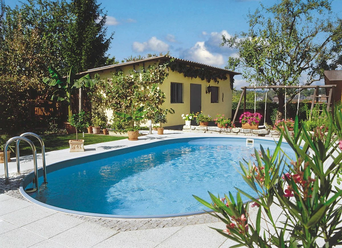 Stahlwandpool Set Oval Fererra 525x320x120 Cm, Stahl 0,6 Mm Weiß, Folie 0,6 Mm Blau, Einhängebiese 2 Stahlwandpool Set Oval Fererra 525x320x120 Cm, Stahl 0,6 Mm Weiß, Folie 0,6 Mm Blau, Einhängebiese – Bild 2