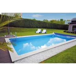 KWAD Styropor Pool Standard Komplettset 8,0 X 4,0 X 1,5m Mit 0,6 Mm Innenhülle Blau Inkl. Edelstahlleiter