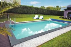 KWAD Styropor Pool Gran Canaria Komplettset 6,0 X 3,0 X 1,5m Mit 0,8 Mm Innenhülle Grau Inkl. Edelstahlleiter